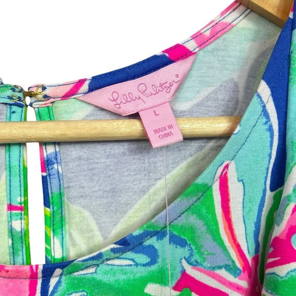 Lilly Pulitzer Esmeralda Dress Beckon Blue Jungle Utopia Size Large NWT $168 - Picture 4 of 12